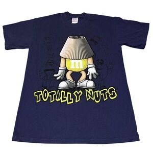 Vintage 2000s Yellow M&M Totally Nuts‎ Chocolate Felt Fabric T-Shirt Size Medium